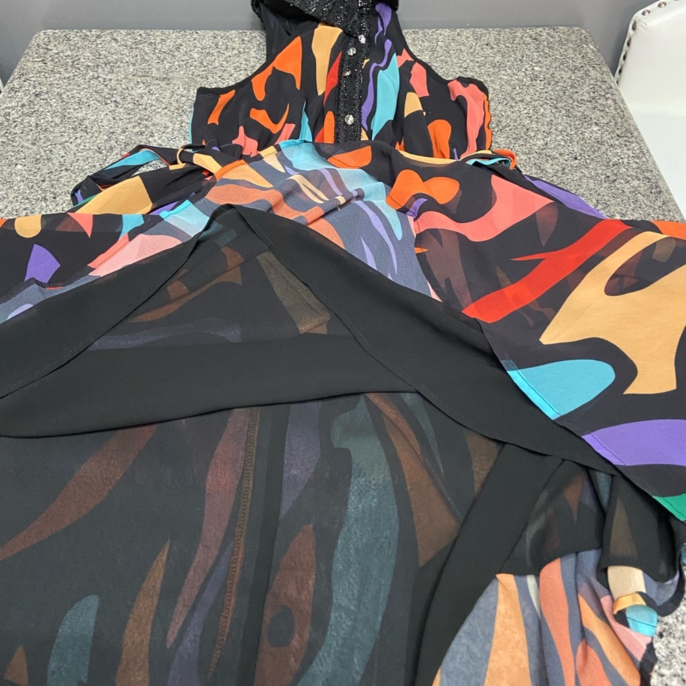 Sheer Flowy Butterfly Dress Multicolor Maxi Sleeveless Boho Whimsical Wedding S - Picture 7 of 14